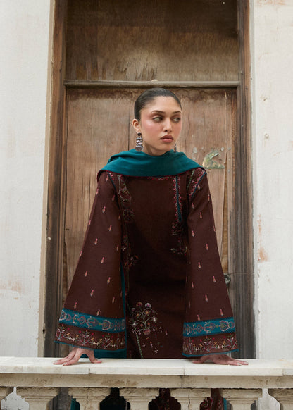 Hussain Rehar | Khaddar Pret 25 | MOCHA - Luxury Dress - available at Maria Faisal in UK and USA.