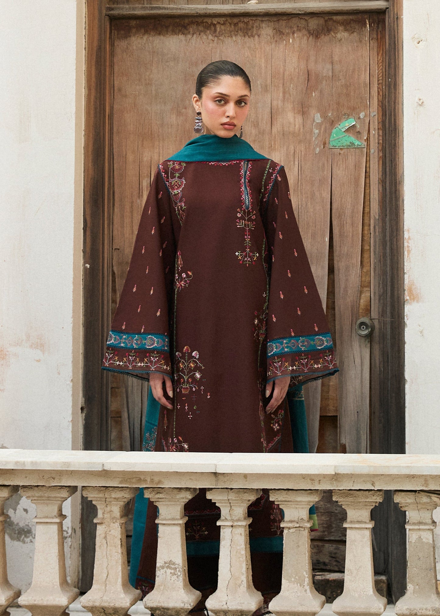 Hussain Rehar | Khaddar Pret 25 | MOCHA - Luxury Dress - available at Maria Faisal in UK and USA.