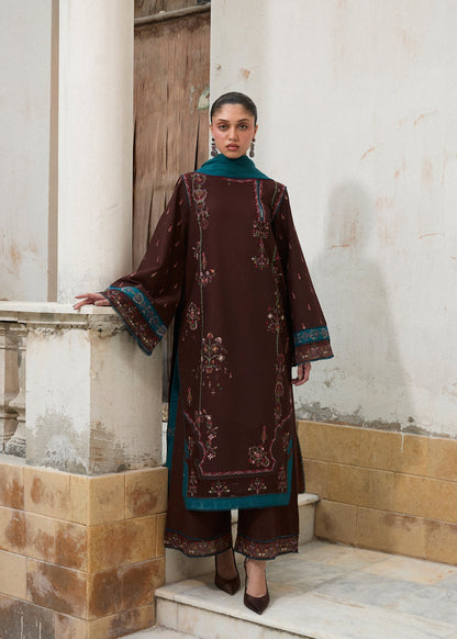 Hussain Rehar | Khaddar Pret 25 | MOCHA - Luxury Dress - available at Maria Faisal in UK and USA.