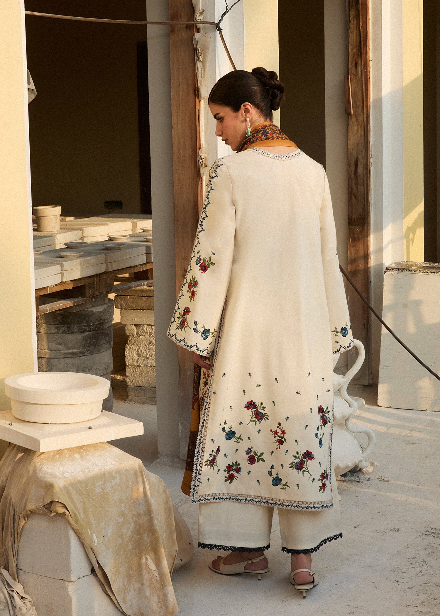 Hussain Rehar | Khaddar Pret 25 | LAYLA - Luxury Dress - available at Maria Faisal in UK and USA.