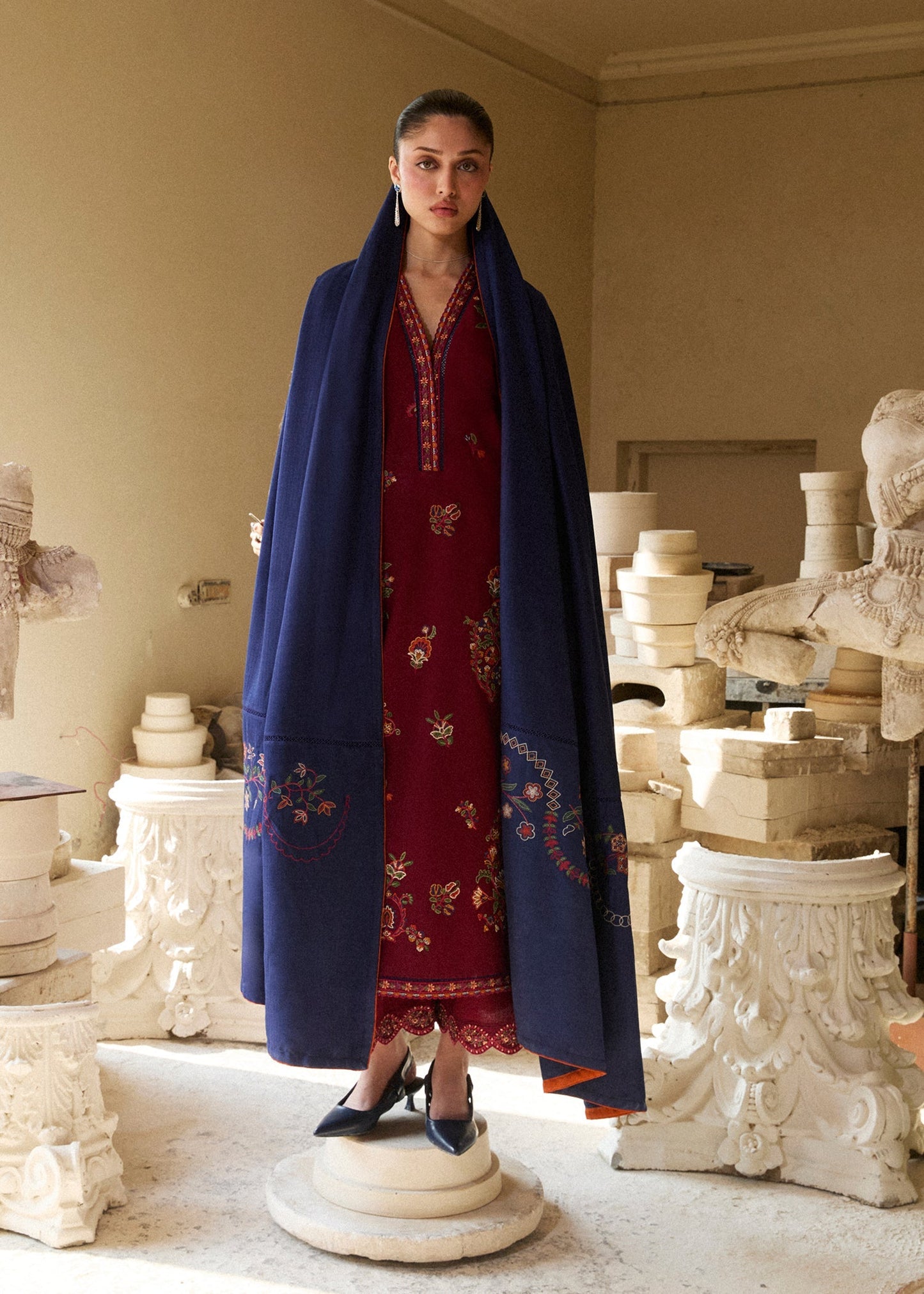 Hussain Rehar | Khaddar Pret 25 | GULNAR - Luxury Dress - available at Maria Faisal in UK and USA.