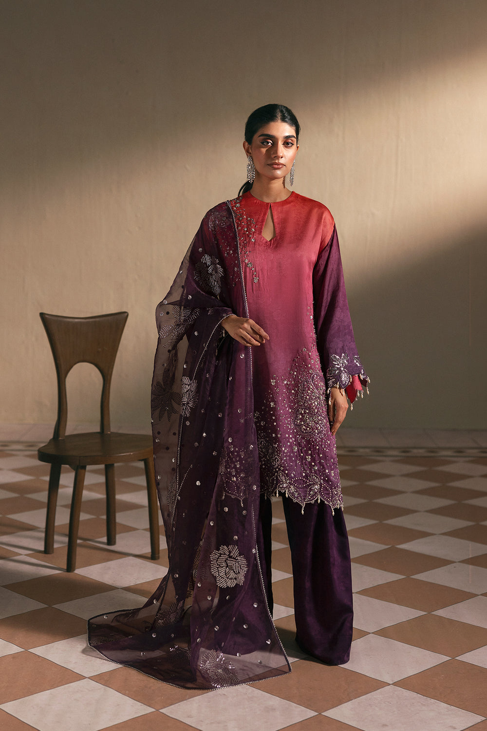 Afrozeh | Silk Muse 26 | Brumal - Luxury Dress - available at Maria Faisal in UK and USA.