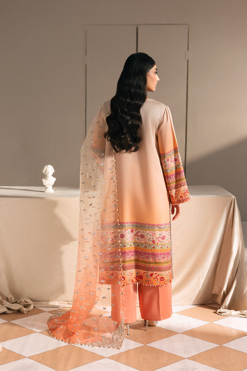 Afrozeh | Silk Muse 26 | Pearl Draped - Luxury Dress - available at Maria Faisal in UK and USA.