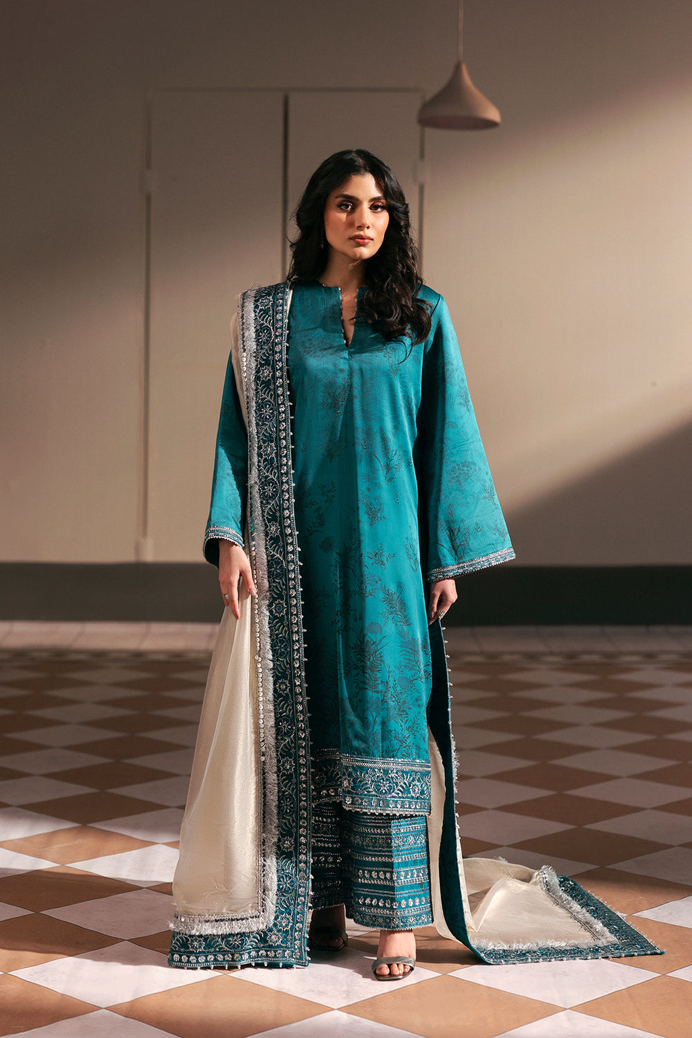 Afrozeh | Silk Muse 26 | Veloural - Luxury Dress - available at Maria Faisal in UK and USA.