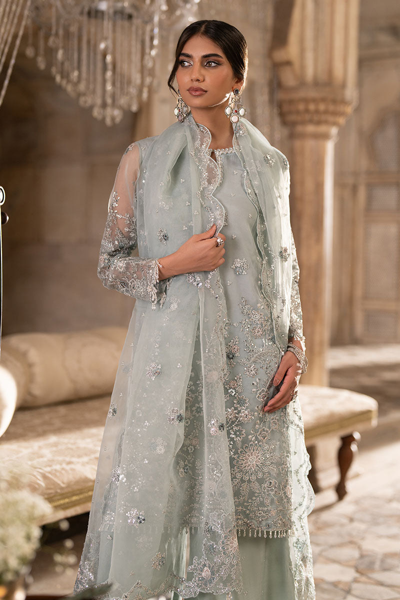 Cross Stitch | FW-25 RTW WEDDING EDIT-1 | AQUA SPARKLE - Wedding Dress - available at Maria Faisal in UK and USA.