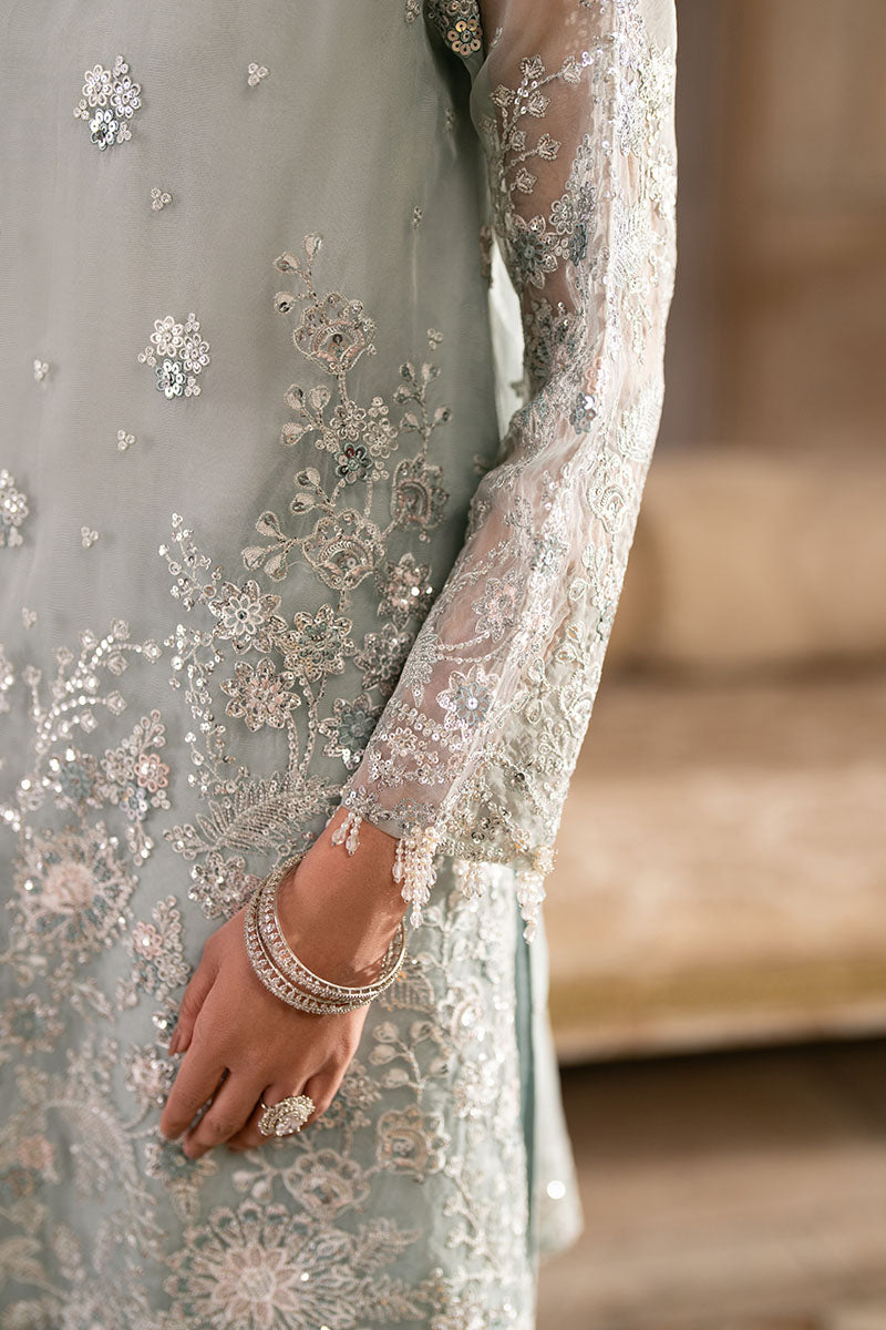 Cross Stitch | FW-25 RTW WEDDING EDIT-1 | AQUA SPARKLE - Wedding Dress - available at Maria Faisal in UK and USA.