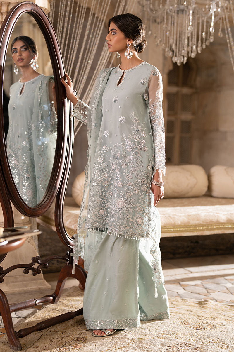 Cross Stitch | FW-25 RTW WEDDING EDIT-1 | AQUA SPARKLE - Wedding Dress - available at Maria Faisal in UK and USA.