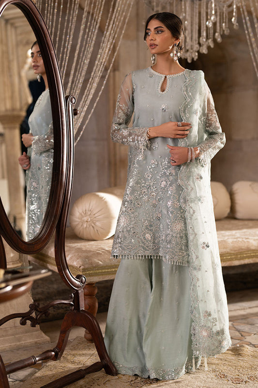 Cross Stitch | FW-25 RTW WEDDING EDIT-1 | AQUA SPARKLE - Wedding Dress - available at Maria Faisal in UK and USA.