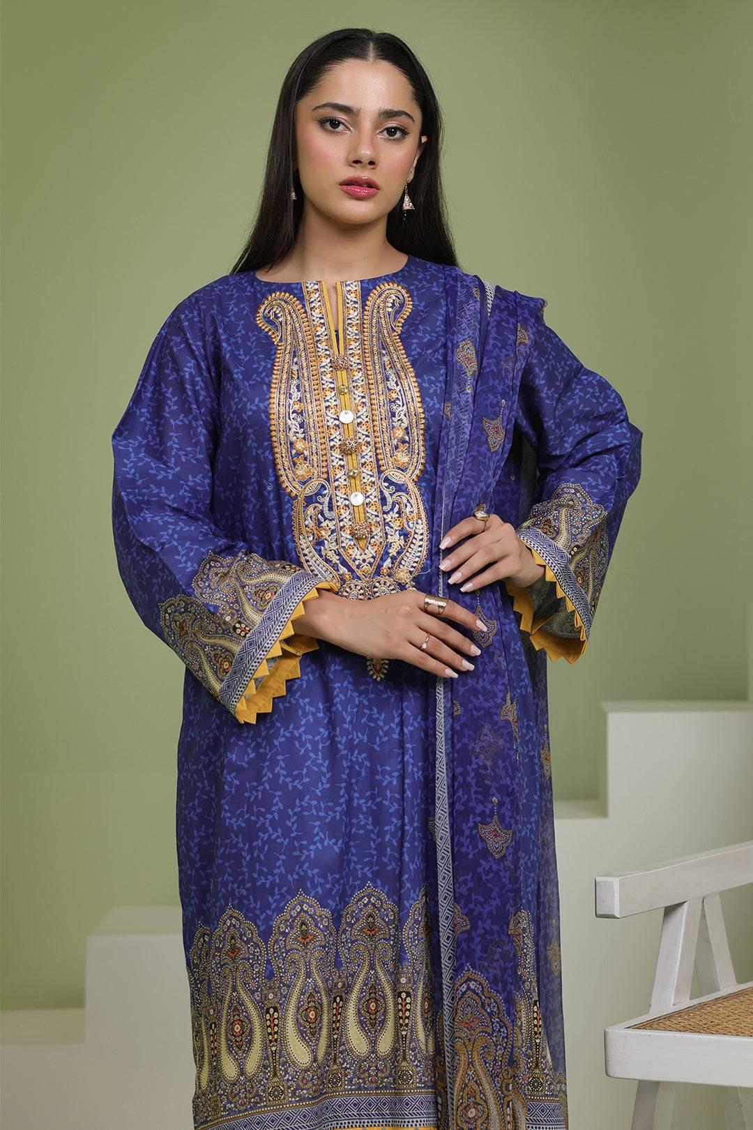 Zellbury | Unstitched 2 Piece Lawn | Embroidered Shirt Dupatta - 1688 by Maria Faisal - Registered Vendor of : Zellbury Women - type : Essential Unstitched - 100% original wedding dresses