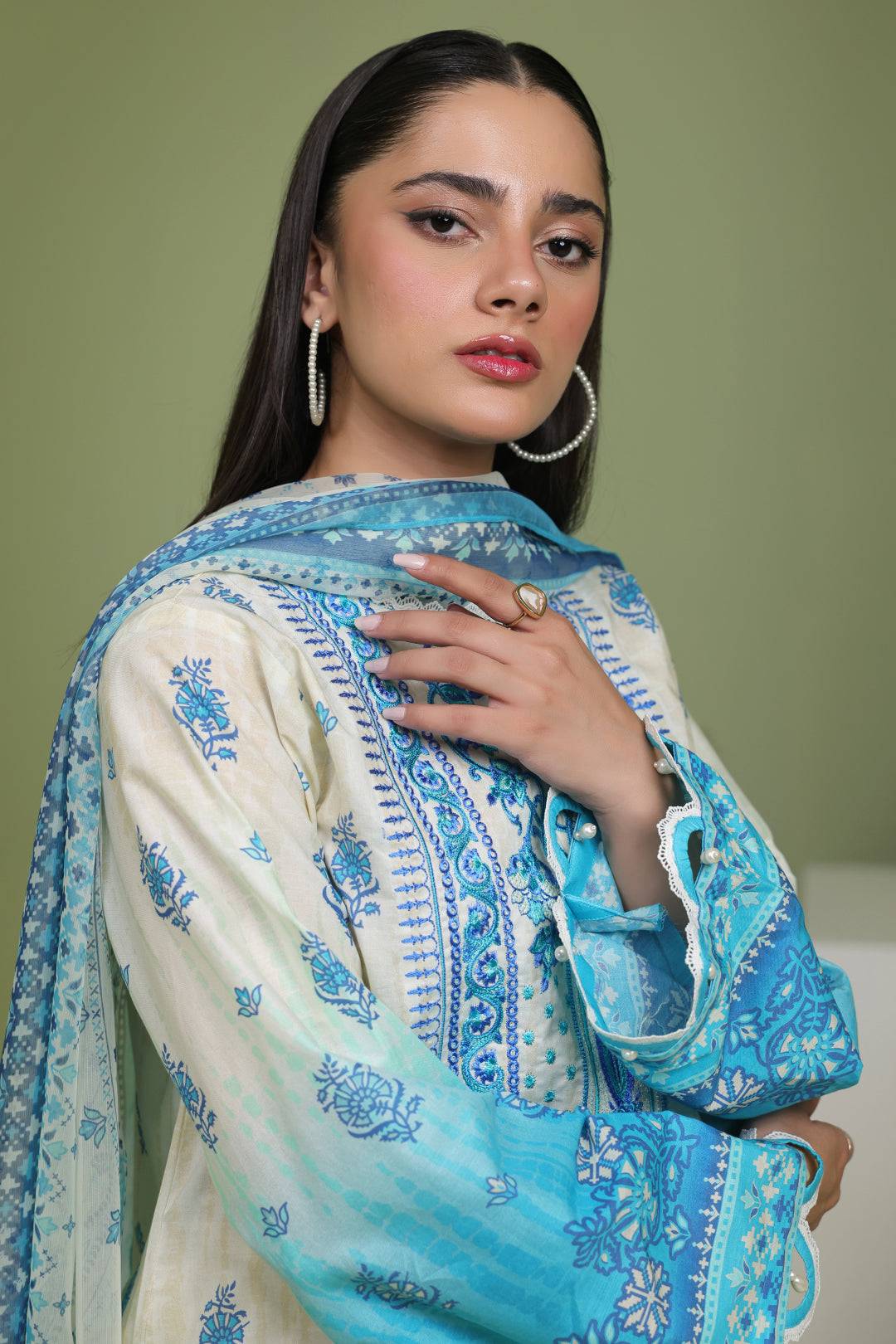 Zellbury | Unstitched 2 Piece Lawn | Embroidered Shirt Dupatta - 1694 by Maria Faisal - Registered Vendor of : Zellbury Women - type : Essential Unstitched - 100% original wedding dresses