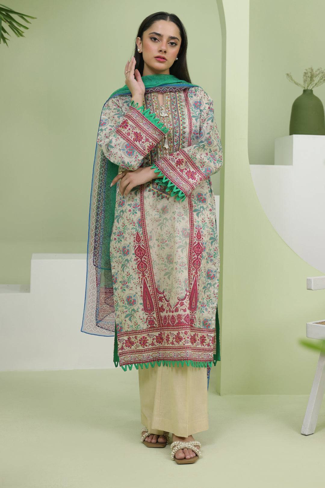 Zellbury | Unstitched 2 Piece Lawn | Embroidered Shirt Dupatta - 1714 by Maria Faisal - Registered Vendor of : Zellbury Women - type : Essential Unstitched - 100% original wedding dresses
