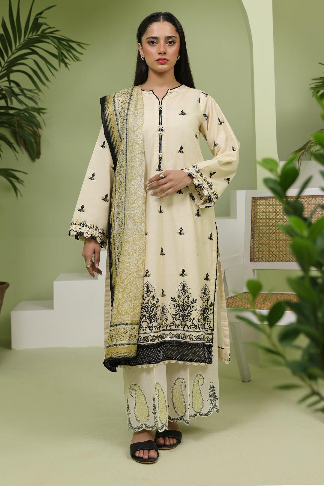 Zellbury | Unstitched 3 Piece Lawn | Embroidered Shirt Shalwar Dupatta - 1369 - Designer Dress with Intricate embroidery and embellishments. Shop elegent wedding dress at Maria Faisal.