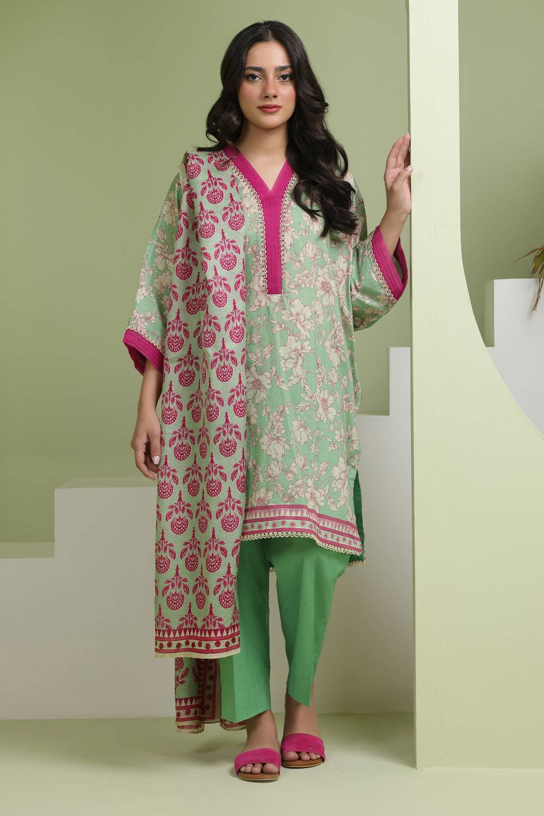 Zellbury | Unstitched 3 Piece Lawn | Shirt Shalwar Dupatta - 1502 by Maria Faisal - Registered Vendor of : Zellbury Women - type : Essential Unstitched - 100% original wedding dresses