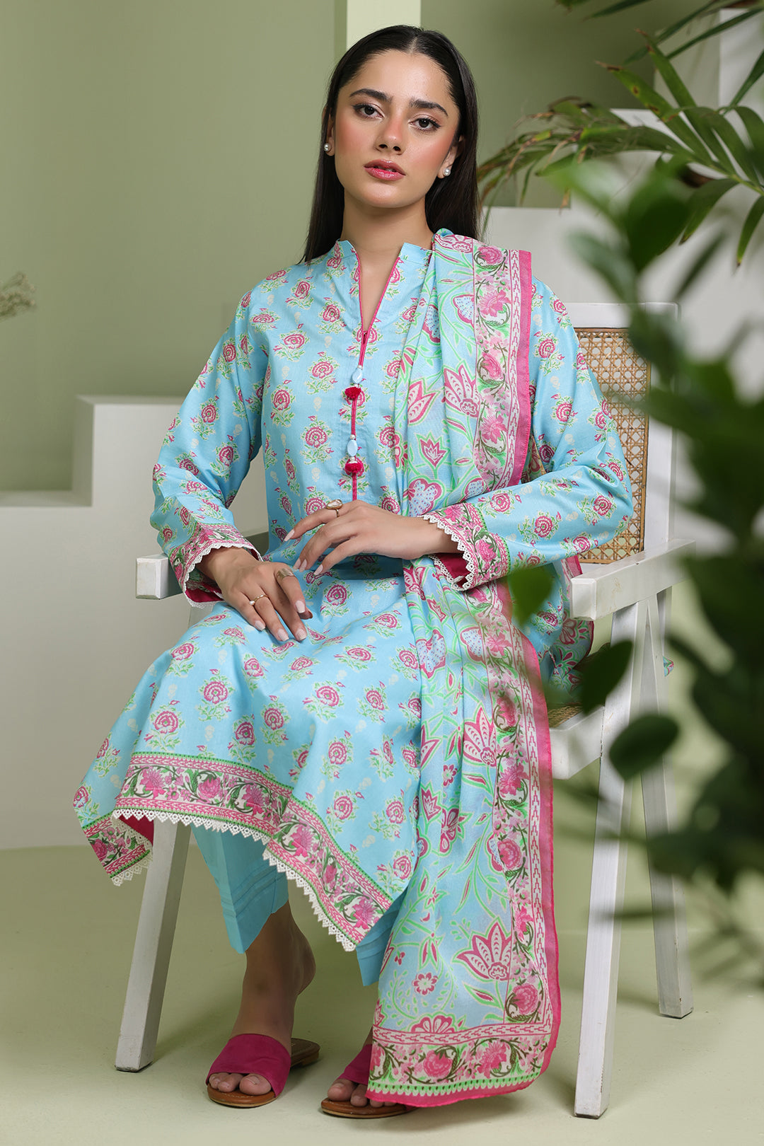 Zellbury | Unstitched 3 Piece Lawn | Shirt Shalwar Dupatta - 1571 - Designer Dress with Intricate embroidery and embellishments. Shop elegent wedding dress at Maria Faisal.