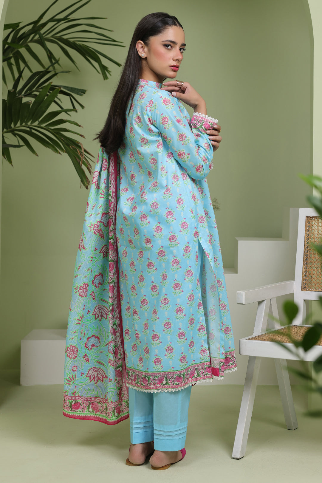 Zellbury | Unstitched 3 Piece Lawn | Shirt Shalwar Dupatta - 1571 - Designer Dress with Intricate embroidery and embellishments. Shop elegent wedding dress at Maria Faisal.