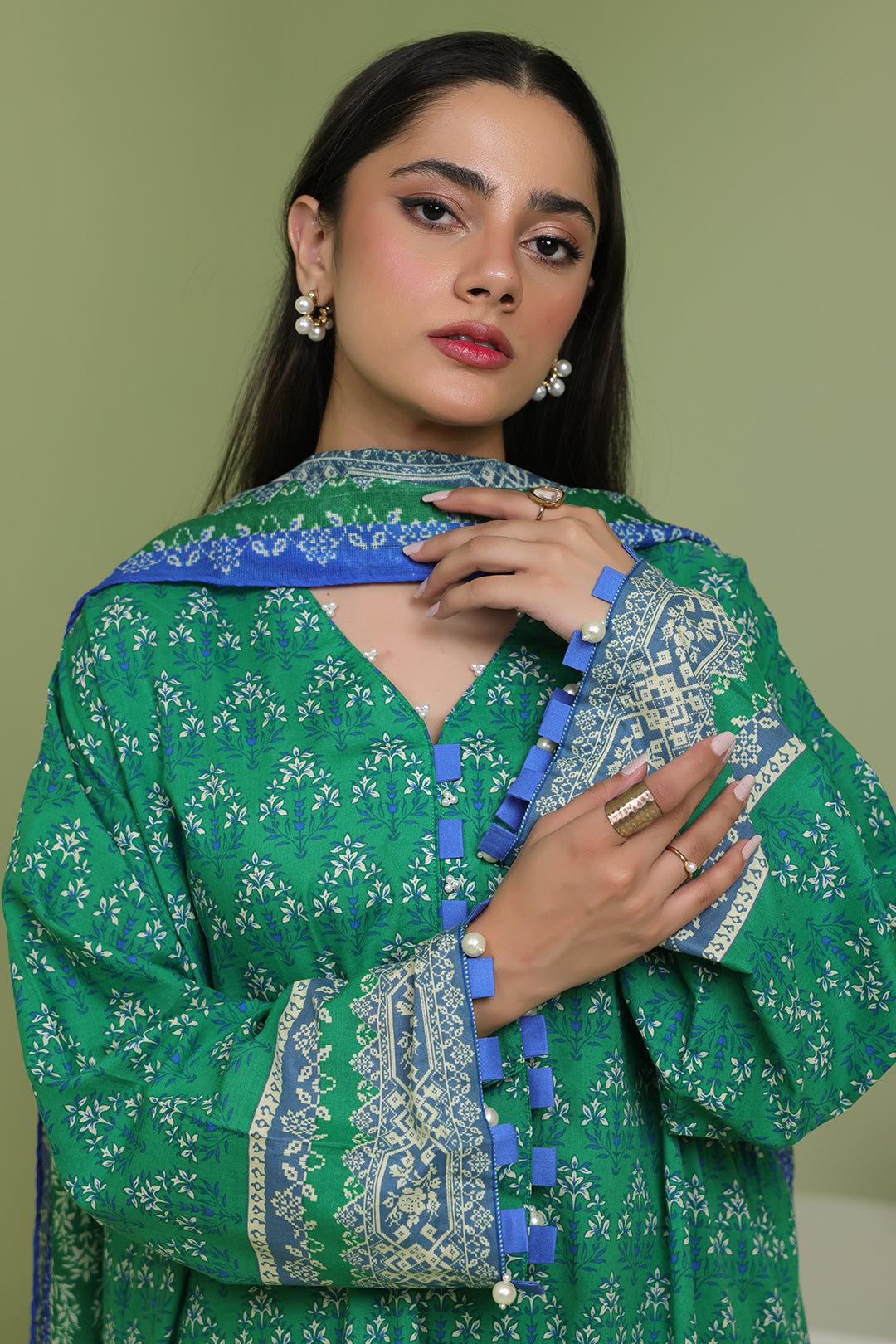 Zellbury | Unstitched 3 Piece Lawn | Shirt Shalwar Dupatta - 1697 - Designer Dress with Intricate embroidery and embellishments. Shop elegent wedding dress at Maria Faisal.
