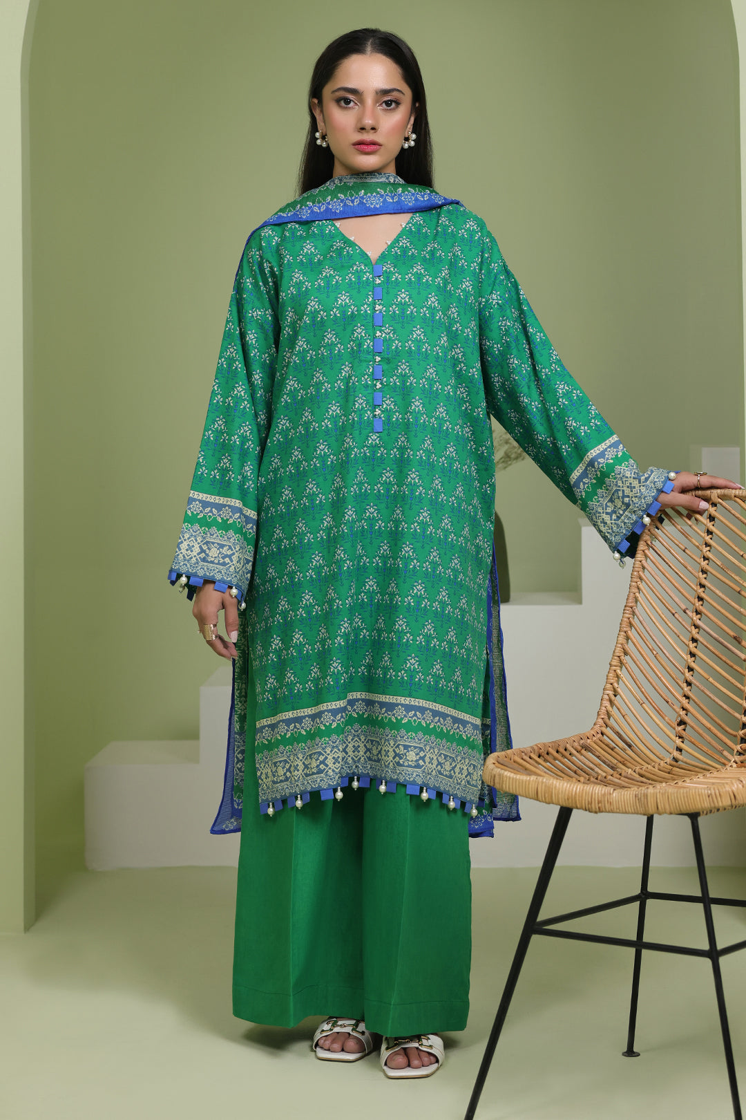 Zellbury | Unstitched 3 Piece Lawn | Shirt Shalwar Dupatta - 1697 - Designer Dress with Intricate embroidery and embellishments. Shop elegent wedding dress at Maria Faisal.