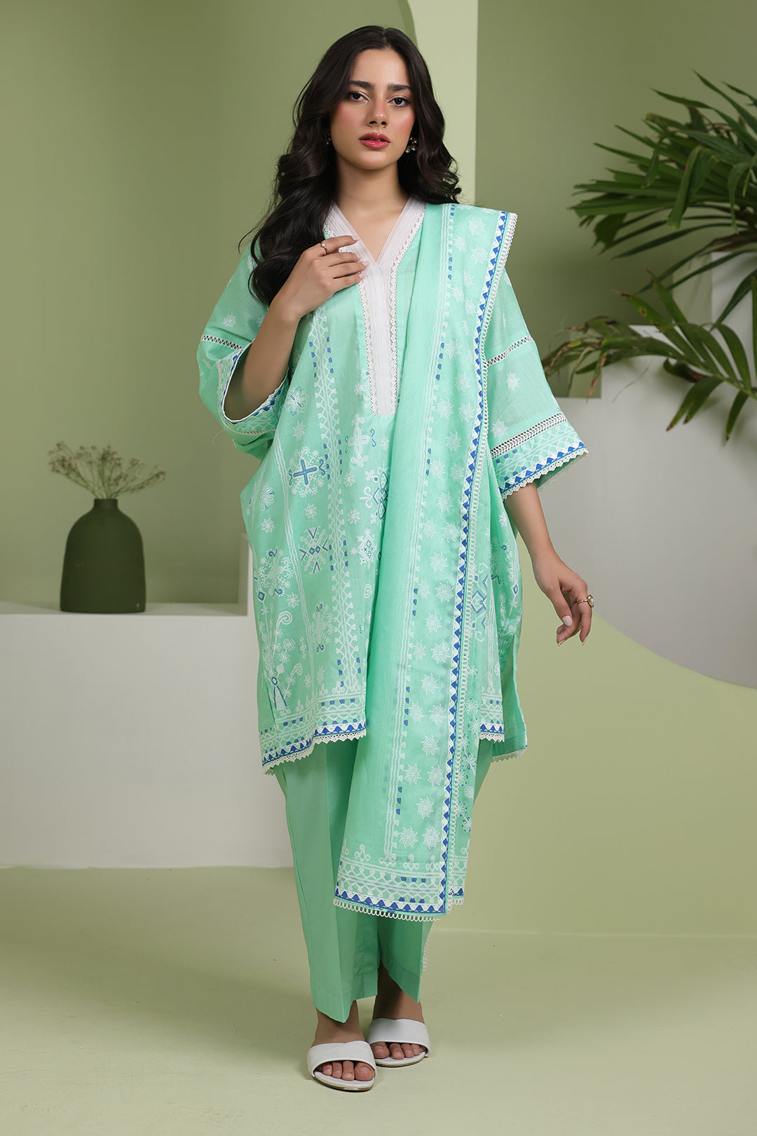 Zellbury | Unstitched 3 Piece Slub | Shirt Shalwar Dupatta - 1240 - Designer Dress with Intricate embroidery and embellishments. Shop elegent wedding dress at Maria Faisal.