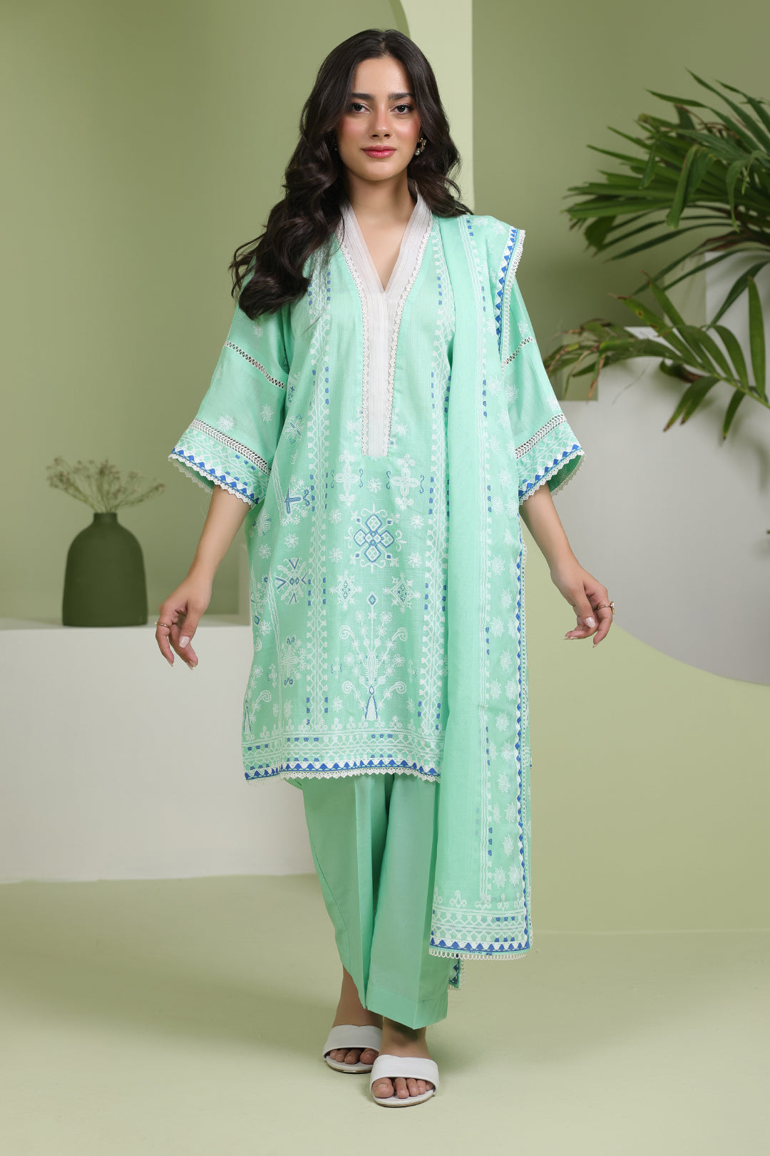 Zellbury | Unstitched 3 Piece Slub | Shirt Shalwar Dupatta - 1240 - Designer Dress with Intricate embroidery and embellishments. Shop elegent wedding dress at Maria Faisal.
