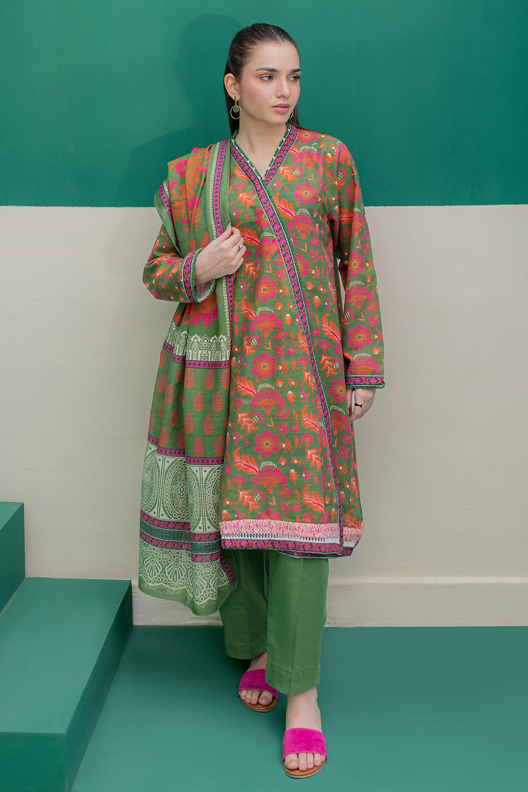 Zellbury | Winter Pret | Kurta Dupatta Trouser - 3088 - Designer Dress with Intricate embroidery and embellishments. Shop elegent wedding dress at Maria Faisal.