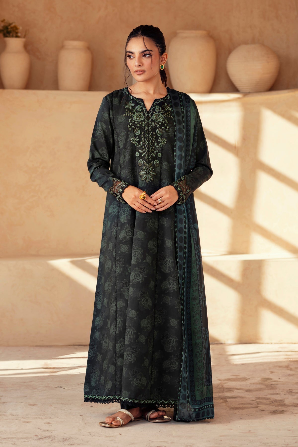 Xenia Formals | Autumn Refresh | EMBER - is Bottle Green dress from Xenia Formals - Ladies Clothes - Maria Faisal