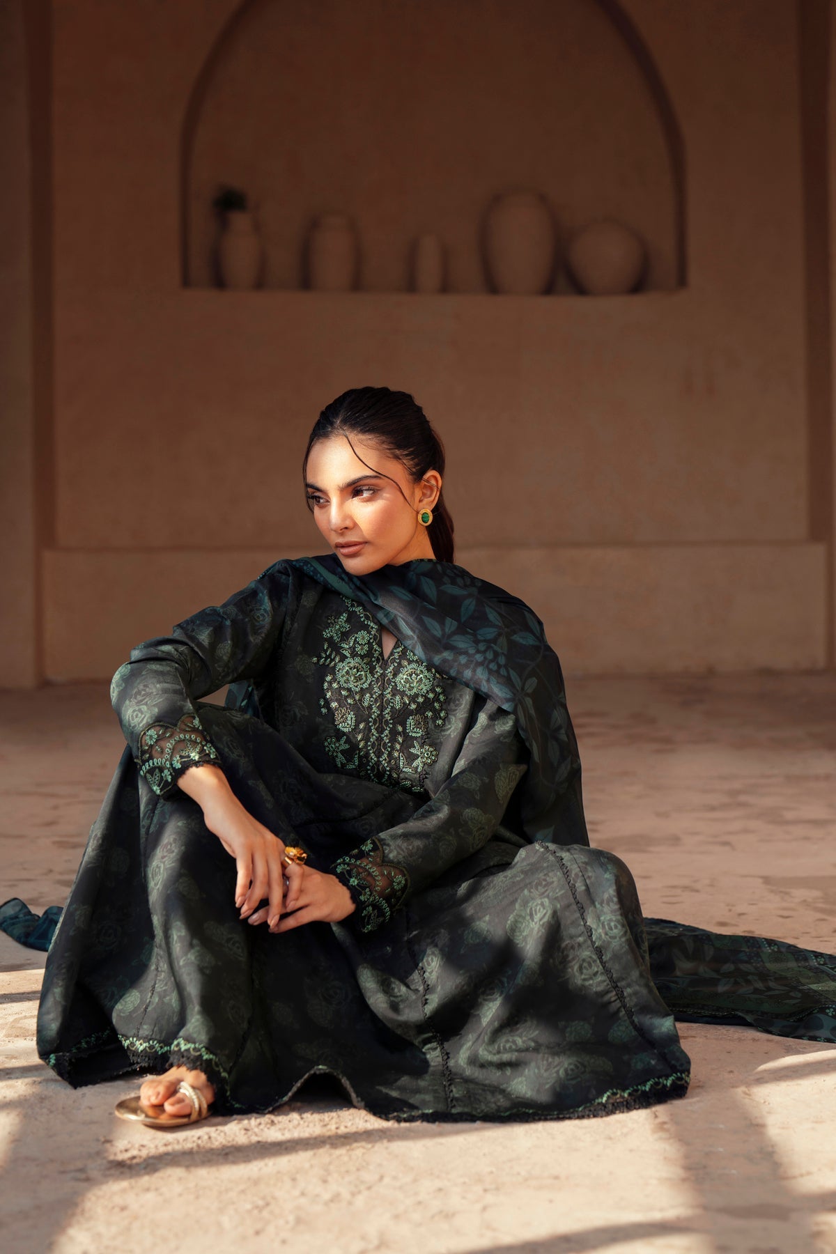 Xenia Formals | Autumn Refresh | EMBER - is Bottle Green dress from Xenia Formals - Ladies Clothes - Maria Faisal