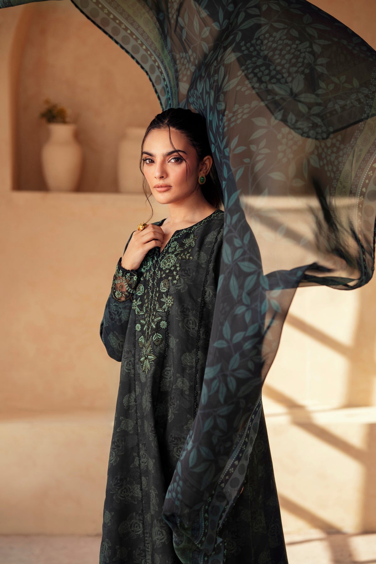Xenia Formals | Autumn Refresh | EMBER - is Bottle Green dress from Xenia Formals - Ladies Clothes - Maria Faisal