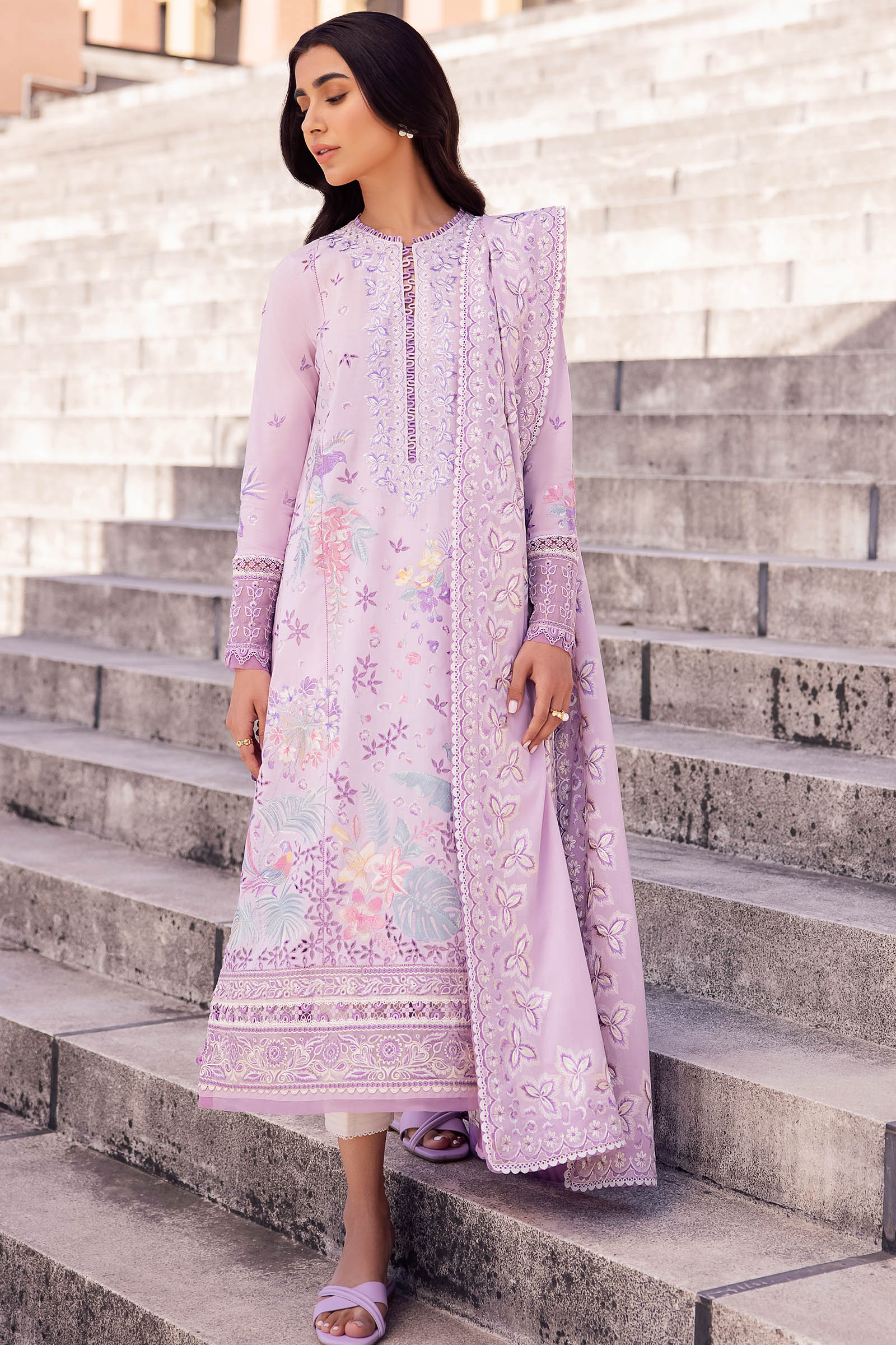 Zaha | Lawn 24 | ELA (ZL24-01 A) - Designer Dress with Intricate embroidery and embellishments. Shop elegent wedding dress at Maria Faisal.