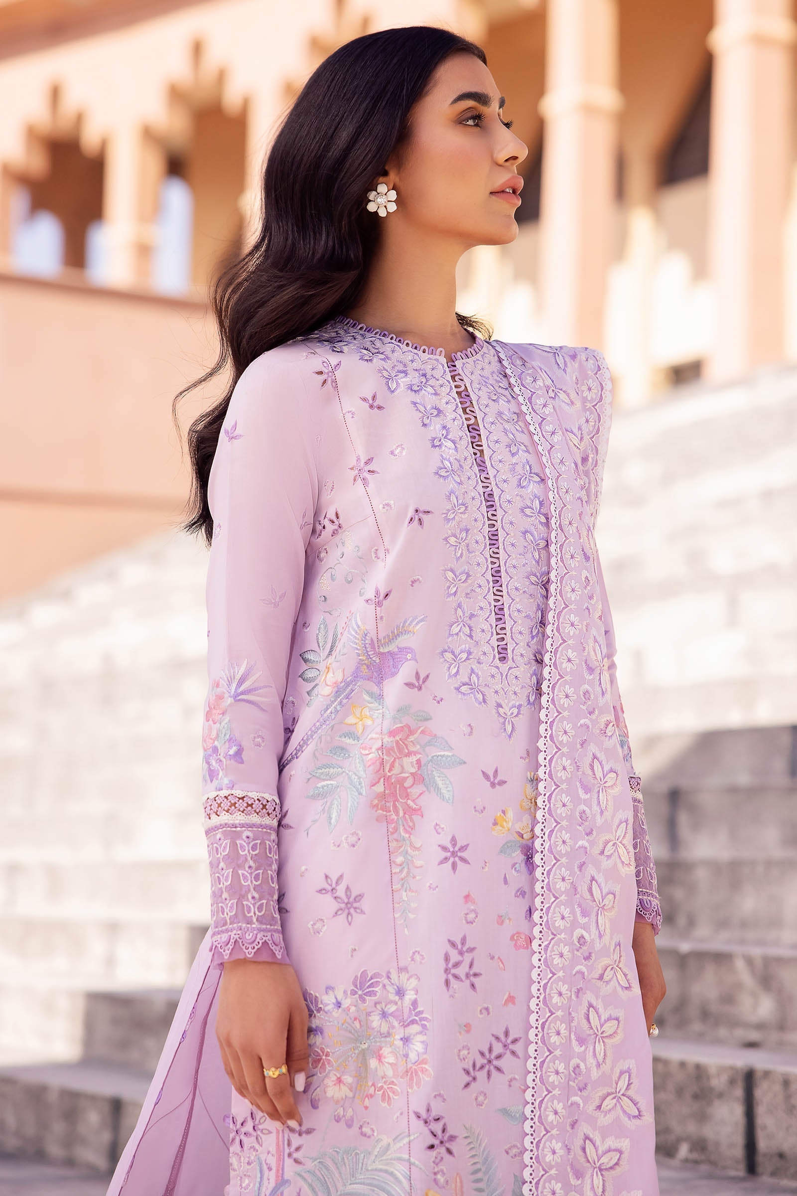 Zaha | Lawn 24 | ELA (ZL24-01 A) - Designer Dress with Intricate embroidery and embellishments. Shop elegent wedding dress at Maria Faisal.