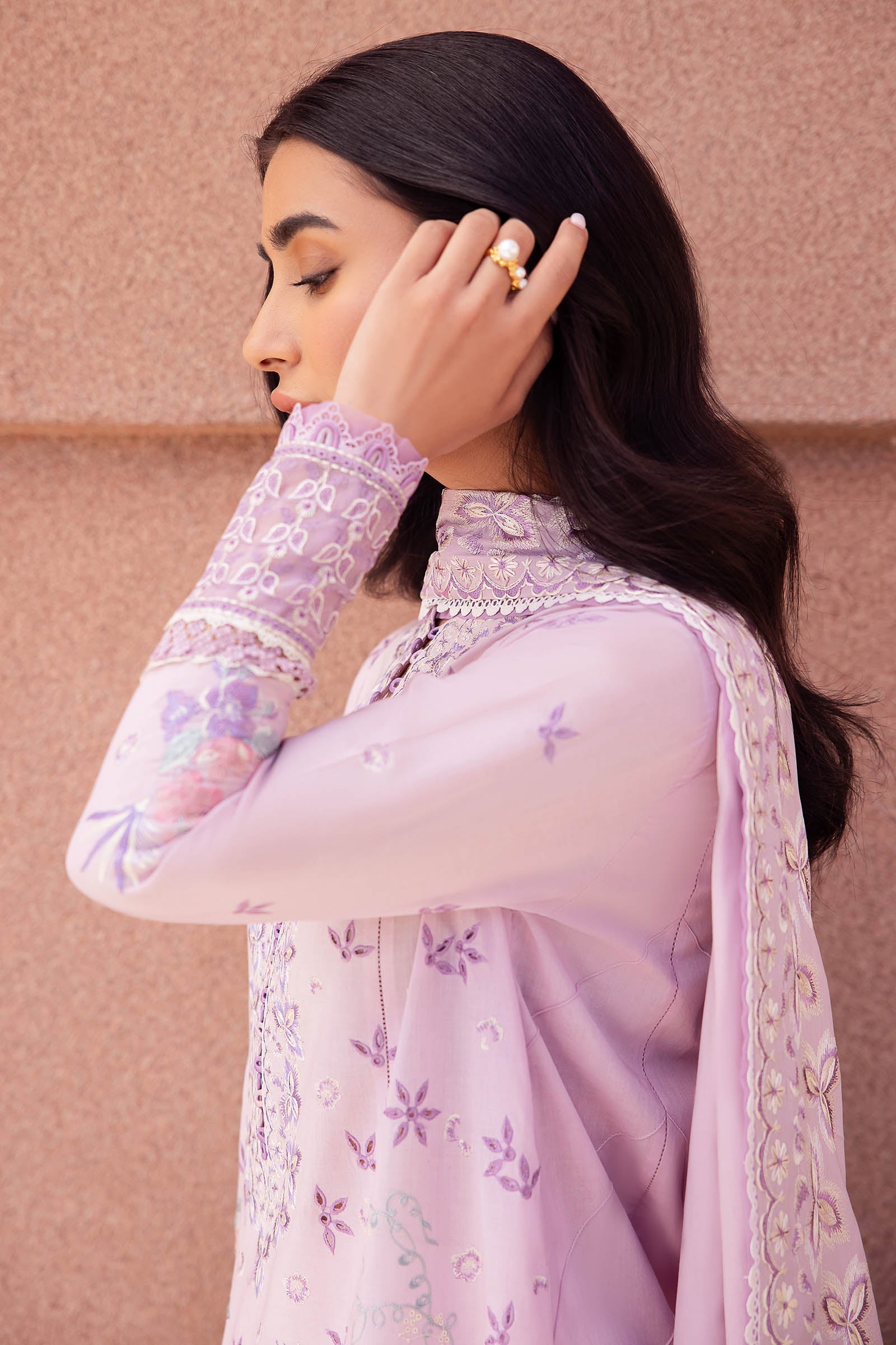 Zaha | Lawn 24 | ELA (ZL24-01 A) - Designer Dress with Intricate embroidery and embellishments. Shop elegent wedding dress at Maria Faisal.